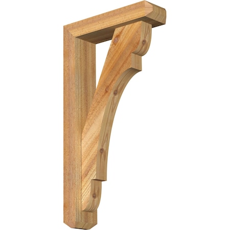 Ekena Millwork Olympic Craftsman Rough Sawn Bracket w/ Offset Brace, Western Red Cedar, 4"W x 14"D x 26"H BKT0402X14X26OLY04RWR